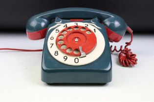 PO Dial Telephone No. 21942, in a red and blue colourway