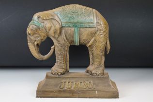 Novelty Victorian-style 'Jumbo' elephant doorstop, with painted decoration & gilt details, approx