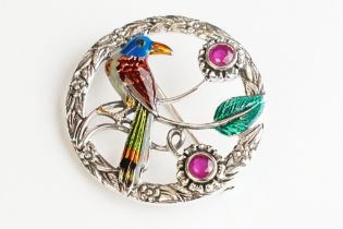 Silver and Enamel Brooch in the Danish style