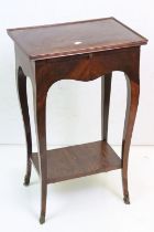 French Kingwood veneered Lamp Table with single drawer and pull-out slide raised on ormolu capped