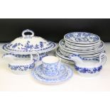Mintons 'Delft' blue & white dinnerware to include 3 dinner plates, 6 lunch plates, 6 side plates,