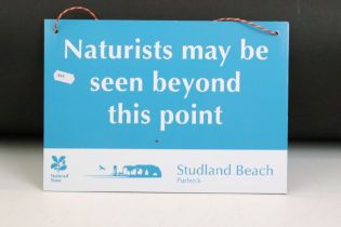 National Trust Studland Beach, Purbeck Naturist Sign - ' Naturists may be seen beyond this