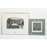 Graham Clarke (b. 1941), ' Mullion Cove ', 1976, limited edition etching, titled lower left and