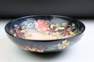 Moorcroft 'Honeysuckle' pattern circular fruit bowl, impressed & painted marks to base, date mark