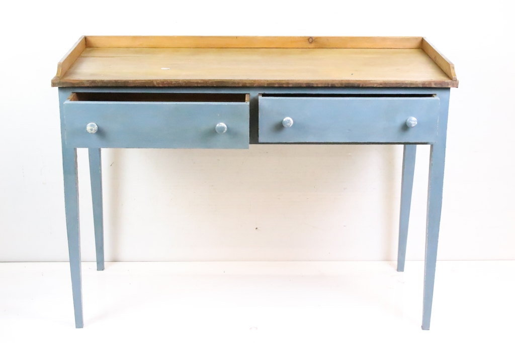 Late 19th century Tray Top Side Table with two drawers, 114cm long x 50cm deep x 82cm high - Image 2 of 9