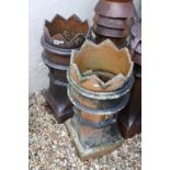 Pair of Clay Crown Top Chimney Pots, 78cm high