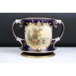 Early 20th century Royal Worcester porcelain loving cup, hand decorated with watering cattle by John
