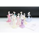 Nine Coalport 'My Fair Ladies' porcelain figurines with CoA's, to include Lady Grace, Lady Eliza,