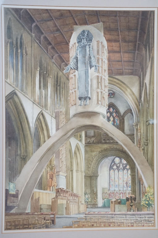 George Dolman (1915 - 2008), Llandaff Cathedral interior, watercolour, 51 x 35cm, George Dolman ( - Image 4 of 11