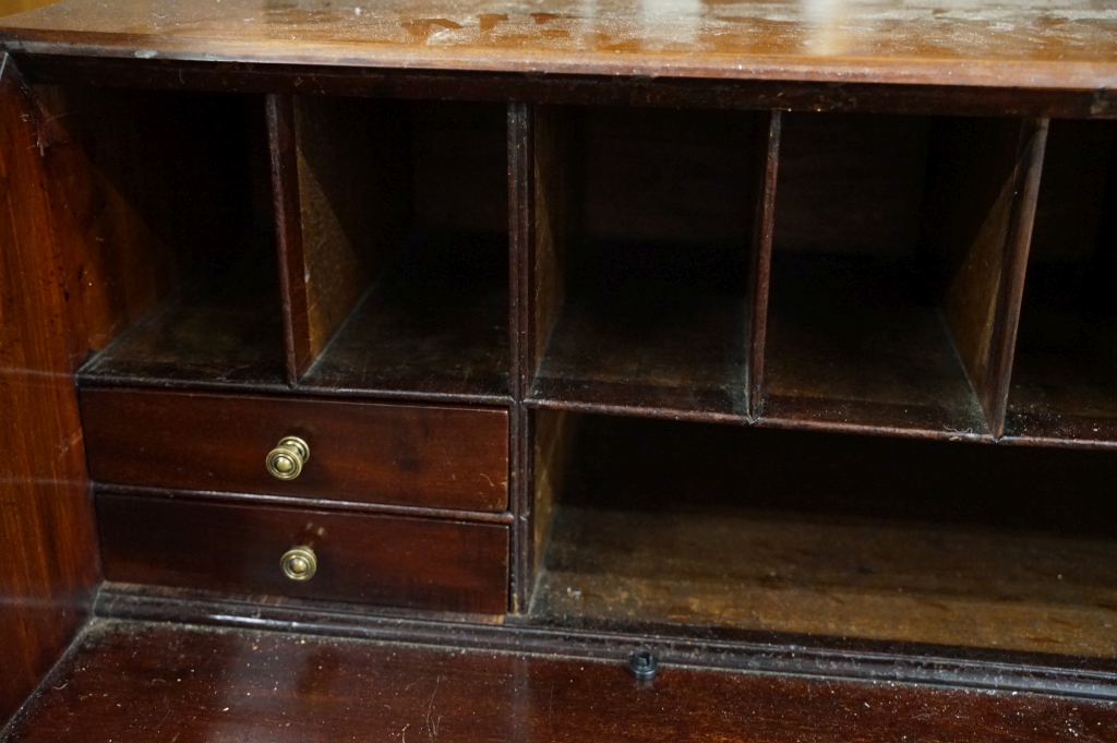 19th century Mahogany Inlaid and Cross-banded Bureau, the fall front opening to a fitted interior, - Image 3 of 12