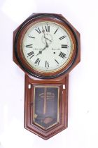 Early 20th Century Z Barraclough of Haworth pendulum wall clock. The clock being mahogany cased with
