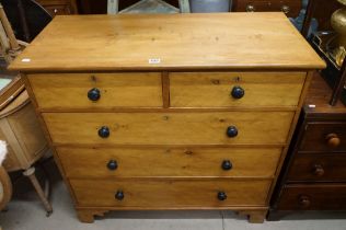 19th century Large Pine Chest of Two Short over Three Long Drawers with single plank top and