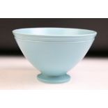 Keith Murray for Wedgwood - A blue glazed conical footed bowl, post 1940, 'KM Etruria & Barlaston'