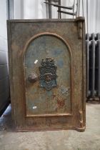 Victorian Heavy Safe manufactured by John & Joshua Taunton of Birmingham, with key, 48cm wide x 47cm