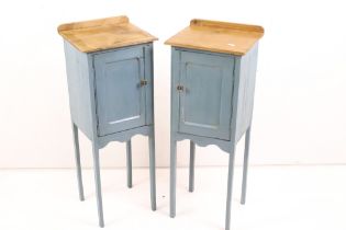 Pair of Painted Bedside Cupboards in the Georgian manner, each 28cm wide x 75cm high