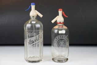 Two early 20th Century advertising soda syphons to include one for Splashlet Waters, and F J