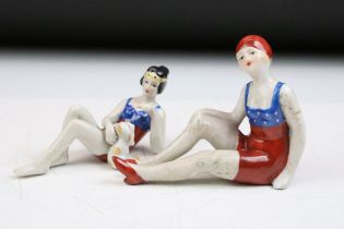 Two Ceramic Art Deco style Female Figures, tallest approx 8cm