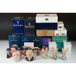 Collection of Royal Doulton character jugs to include Falstaff, Pied Piper, Santa Claus, Winston
