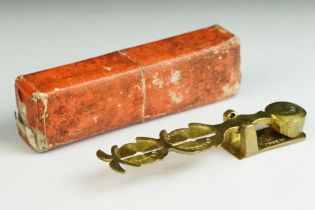 A set of brass sovereign scales within original box.