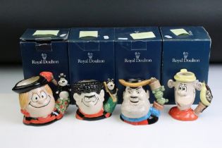 Set of four boxed Royal Doulton Beano / Dandy porcelain character jugs to include Dennis And Gnasher