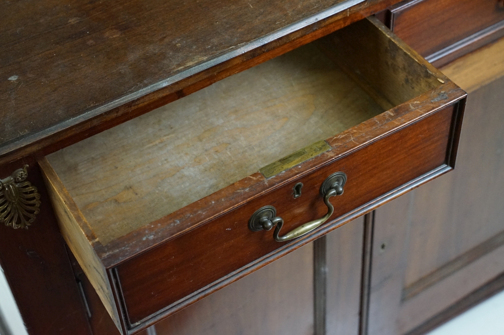 19th century Mahogany Side Cabinet with two drawers over two cupboard doors, 90cm long x 47cm deep x - Image 4 of 8