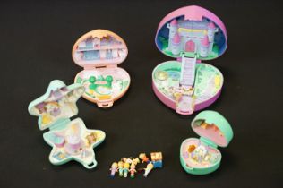 Polly Pocket - Four original Bluebird Polly Pocket play sets with 8 x Polly figures and 4 x other