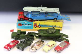 Boxed Corgi Major 1105 Carrimore Car Transporter with Bedford Tractor Unit diecast model plus 4 x