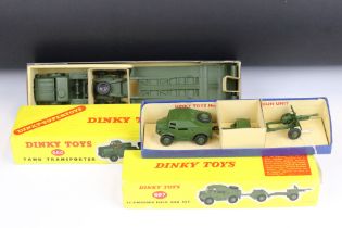 Two boxed Dinky military diecast models to include 697 25 Pounder Field Gun Set and 660 Tank