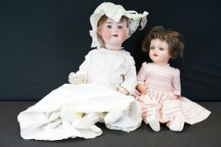 Two Early 20th century Heubach Koppelsdorf Bisque Head Dolls, one impressed marks 320 10 with blue