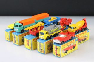 Nine boxed Matchbox Lesney 75 Series diecast models to include 1 Mercedes Truck, 42 Iron Fairy