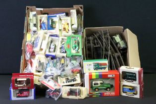 Collection of around 45 boxed diecast models to include Britains 9512 Farm Land Rover, Corgi AEC