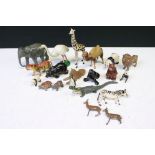 Around 20 mid 20th C metal animal figures featuring Hills and Britains to include turtle, camel,