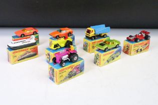 Eight boxed Matchbox Superfast diecast models to include 20 Lamborghini Marzal, 72 Hovercraft, 53