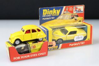 Boxed Dinky 112 Purdey's TR7 diecast models plus a boxed Corgi James Bond 007 For Your Eyes Only