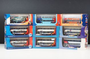 Nine boxed / cased Creative Masters diecast model buses to include UKBUS 1033, 1022, 1038, 1008, 2 x