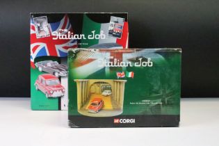 Boxed Corgi The Italian Job CC82217 Diorama with 1:36 scale Mini plus a boxed Lledo Italian Job