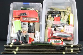 Quantity of OO gauge model railway to include various track, locomotives, spares & repairs,