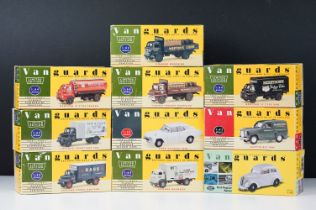 Ten boxed Vanguards diecast models, 1:64 & 1:43 scale, featuring VA18003, VA35002, VA7005, VA8005,
