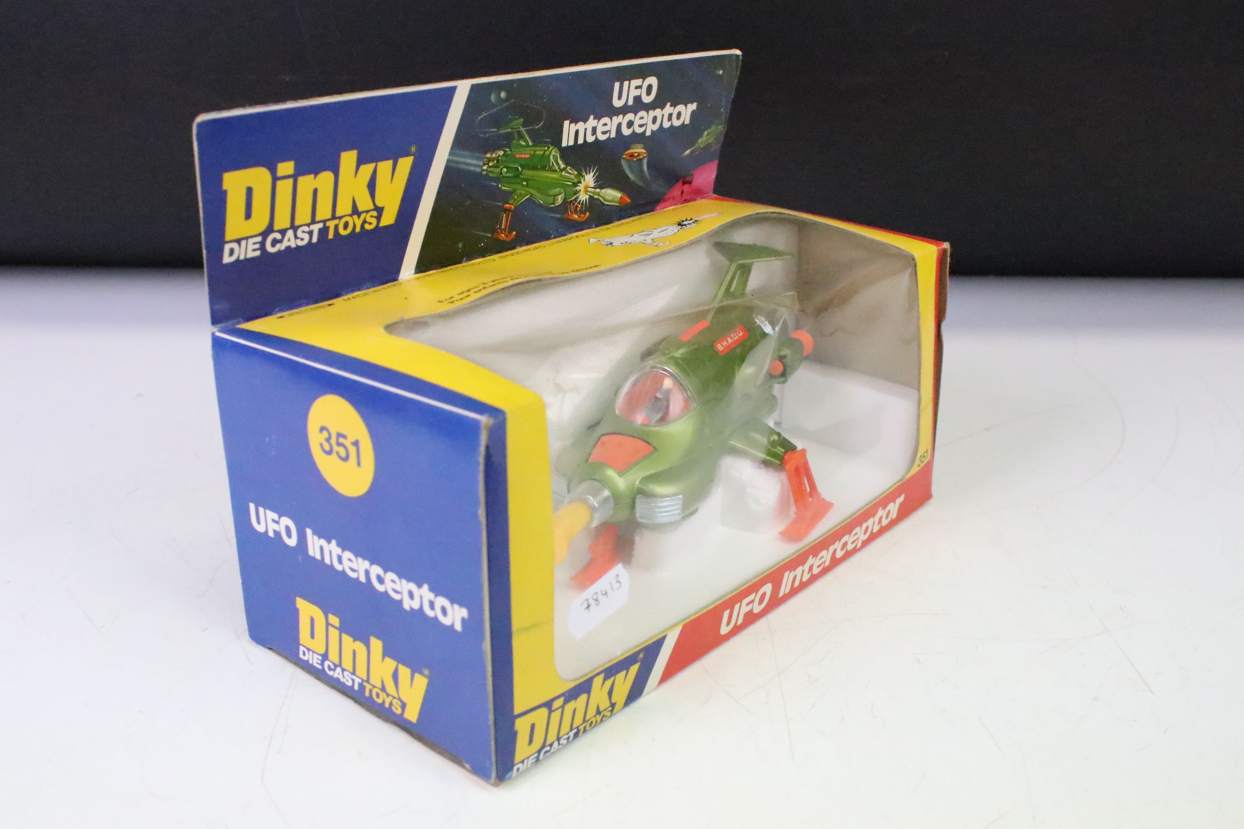 Boxed Dinky 351 UFO Interceptor diecast model, diecast ex, box vg with split to box window - Image 2 of 4