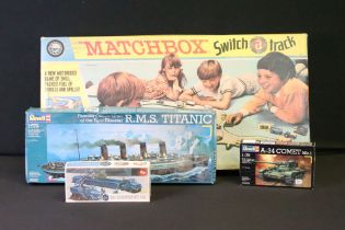 Three boxed & unbuilt plastic model kits to include 2 x Revell kits (05215 R.M.S. Titanic (squashing