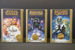 Star Wars Autographs - Set of three Trilogy Special Edition VSH Tapes with all three signed to the
