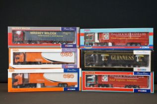 Six boxed Corgi ltd edn diecast models to include CC12111 TNT, CC13809 Pollock, 76403 Guinness,