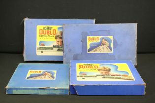 Quantity of Hornby Dublo model railway contained within 4 x boxed sets, include 4 x locomotives