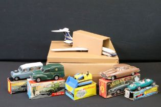 Six boxed plastic models to include Casdon BOAC model plane (16" approx length), Cooper Racing Car