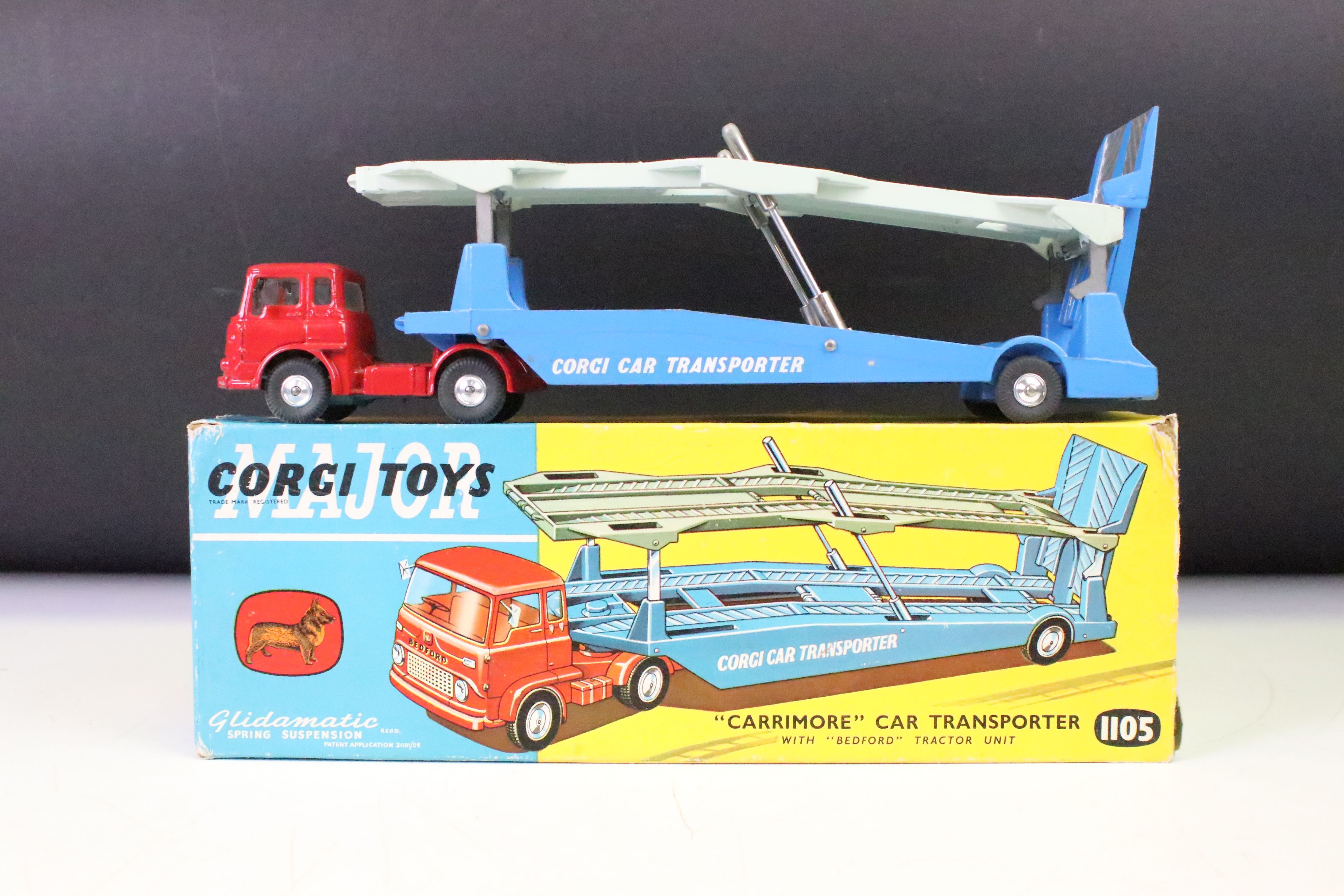 Boxed Corgi Major 1105 "Carrimore" Car Transporter with "Bedford" Tractor Unit, with operating