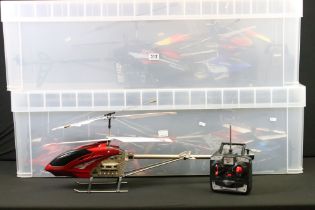 Radio Control - A collection of ten R/C helicopters to include Vehi-Cross Grand, Scud Model