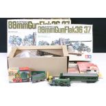Two boxed Tamiya 1/35 scale 88mm Gun Flak36/37 military plastic model kits to include 35017 and
