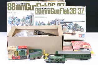 Two boxed Tamiya 1/35 scale 88mm Gun Flak36/37 military plastic model kits to include 35017 and