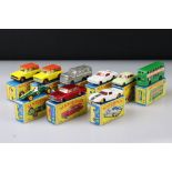 Nine boxed Matchbox 75 Series diecast models to include 18 Field Car, 19 Lotus Racing Car, 66