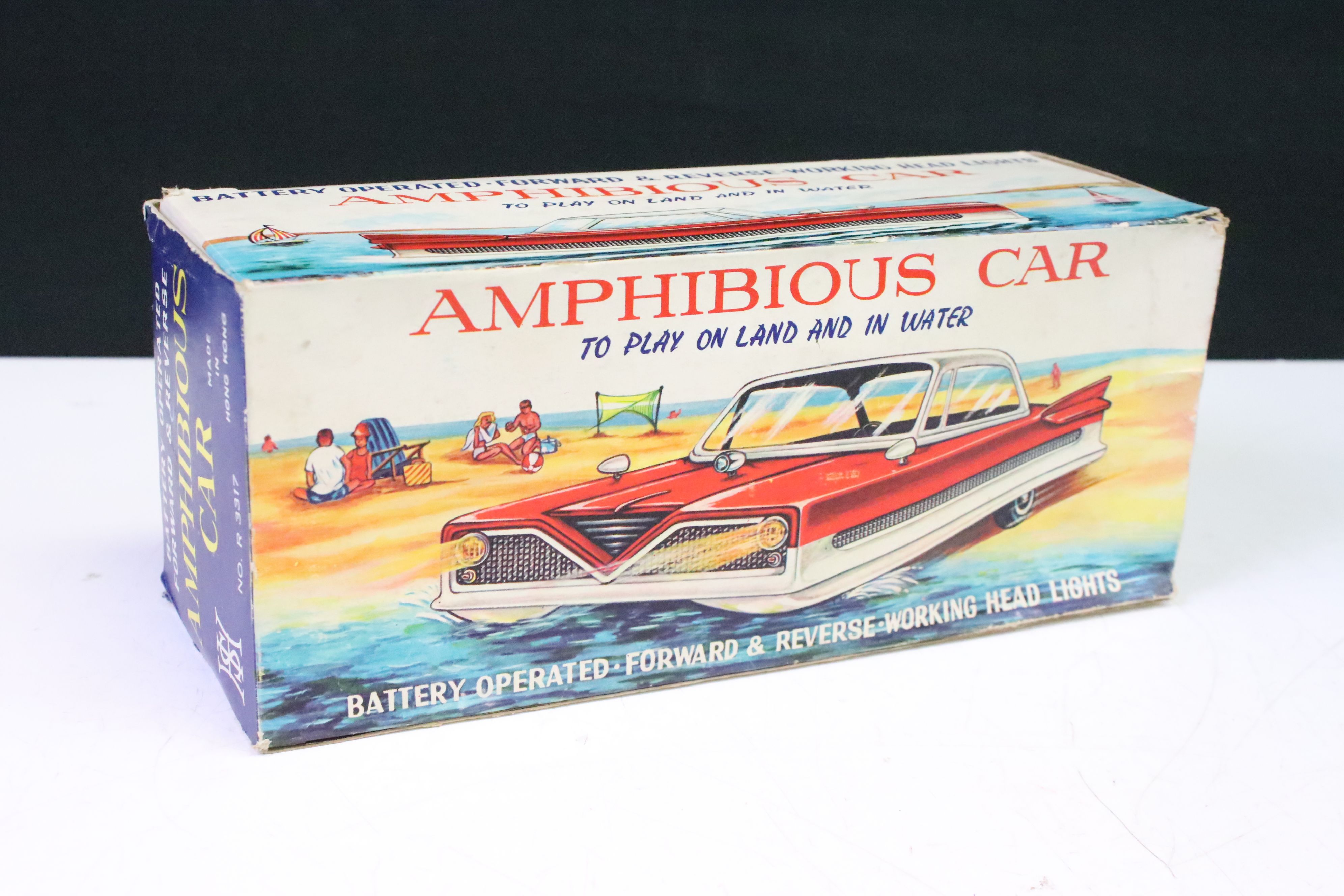 Boxed HIS (Hong Kong) battery operated No R3317 Amphibious Car plastic model in red & white, vg with - Image 4 of 4